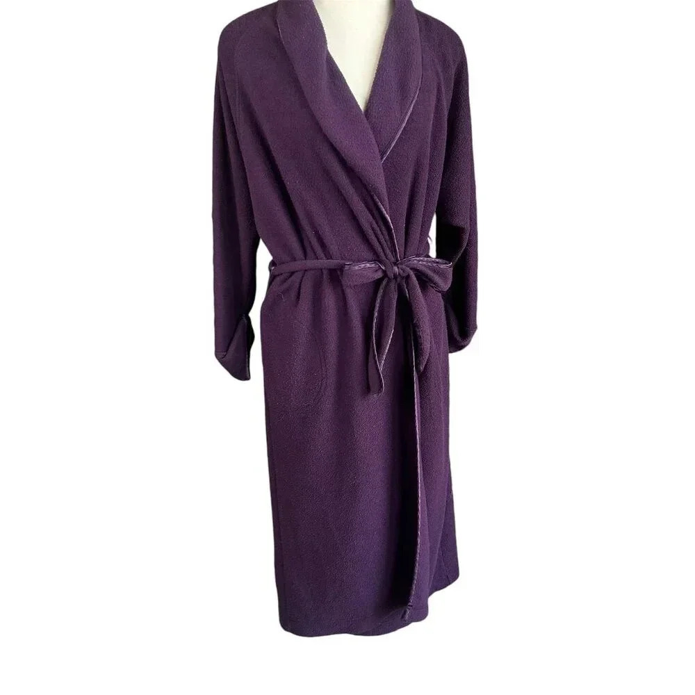 Crabtree & Evelyn Plum Purple Fleece Bathrobe Size XS/S